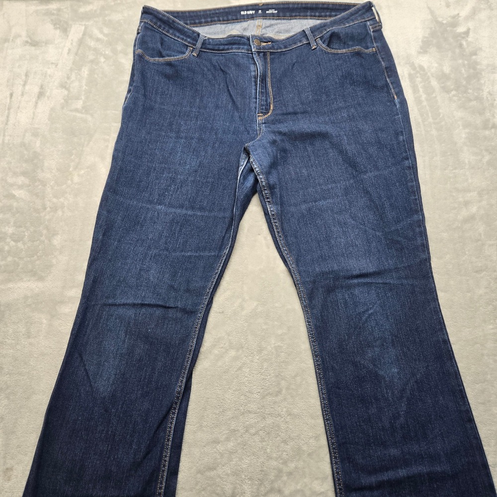 Old‎ Navy Womens 18 Tall Mid-Rise Boot-Cut Jeans Dark Wash Stretch Denim Blue